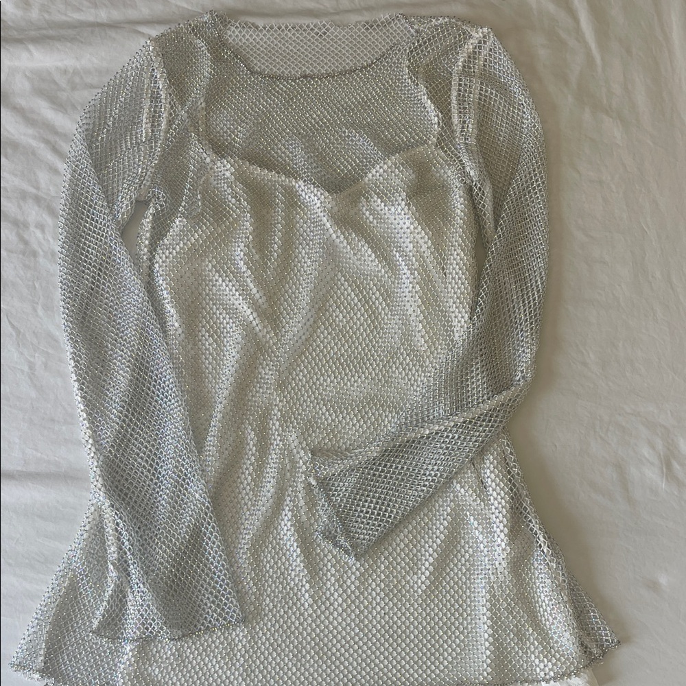 Show Me Your MuMu Silver Mesh Mini Dress
